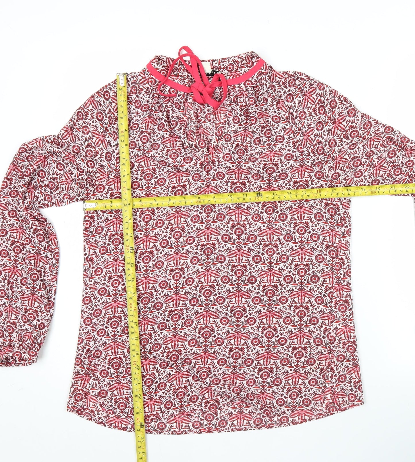 Whistles Womens Red Floral Long Sleeve Tunic Blouse Size 6