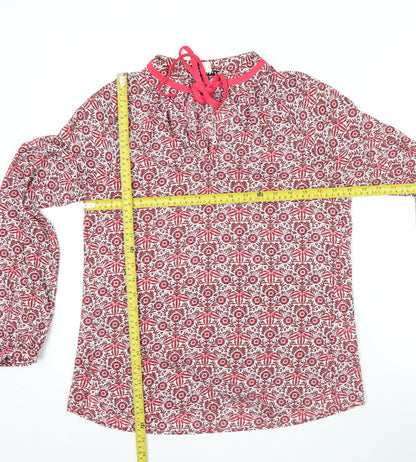 Whistles Womens Red Floral Long Sleeve Tunic Blouse Size 6
