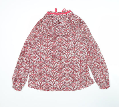 Whistles Womens Red Floral Long Sleeve Tunic Blouse Size 6