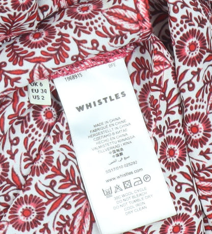 Whistles Womens Red Floral Long Sleeve Tunic Blouse Size 6