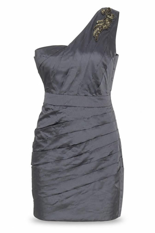 Lipsy Women’s Grey Size 6 One Shoulder Bodycon Cocktail Dress