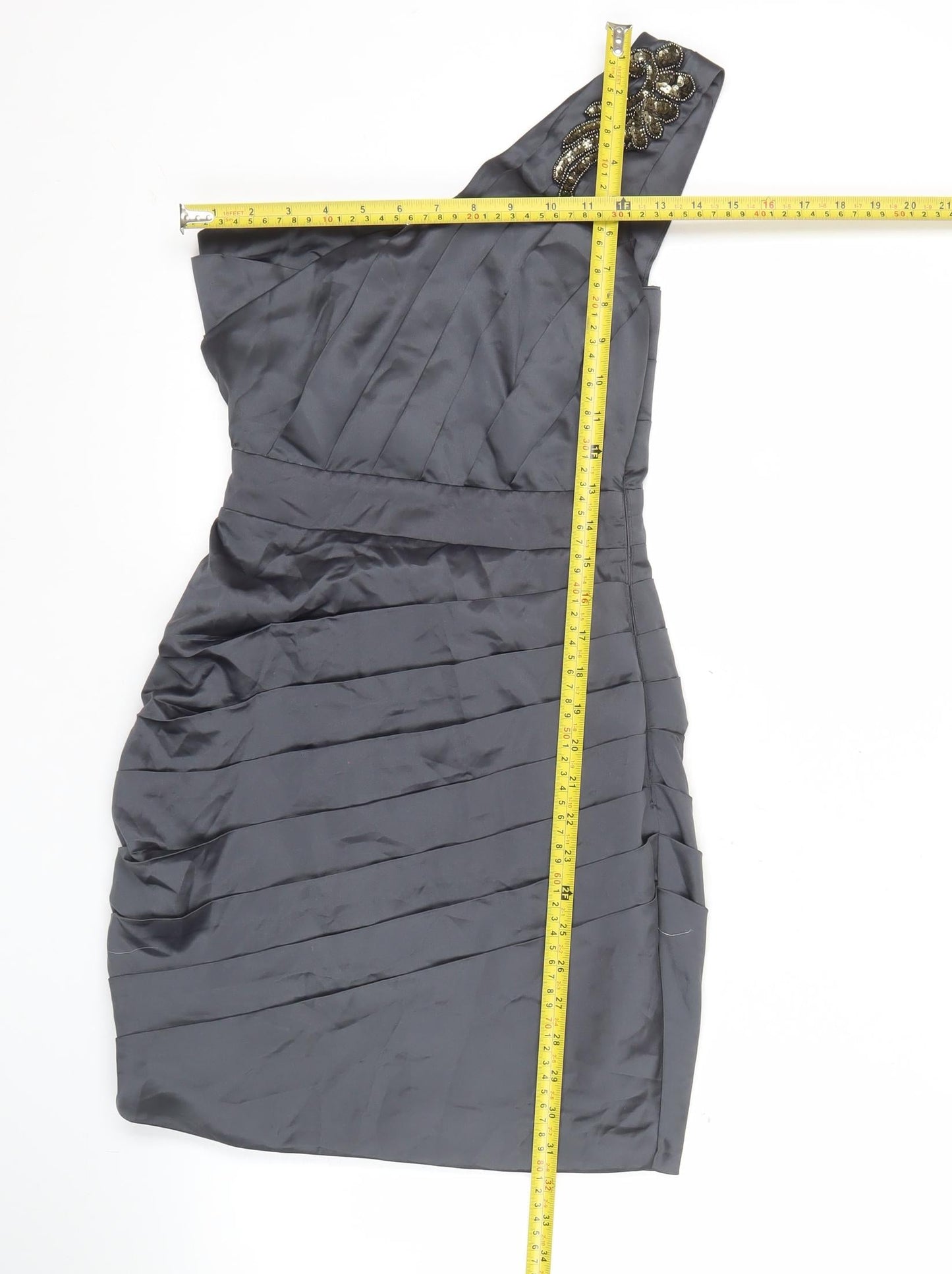 Lipsy Women’s Grey Size 6 One Shoulder Bodycon Cocktail Dress