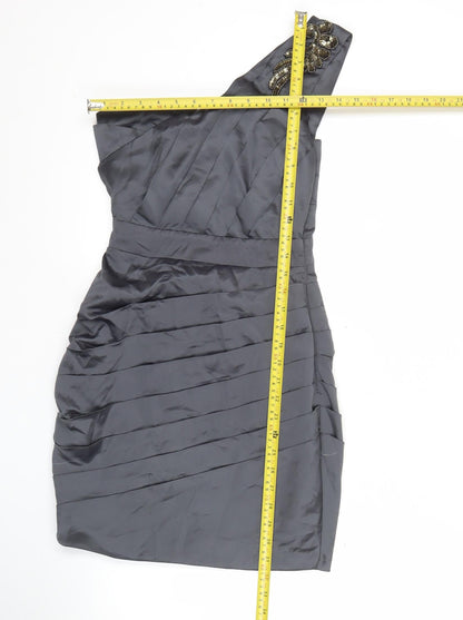 Lipsy Women’s Grey Size 6 One Shoulder Bodycon Cocktail Dress