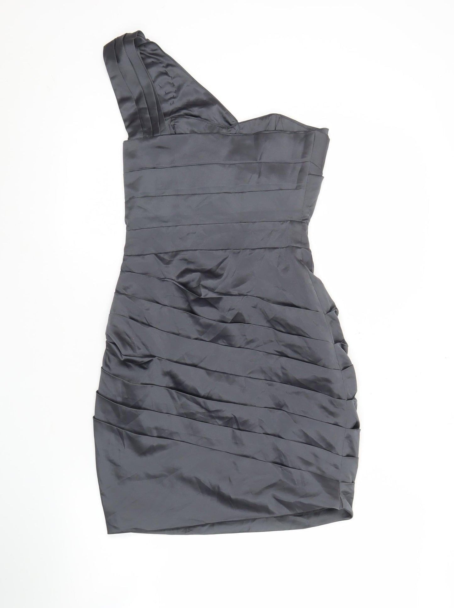 Lipsy Women’s Grey Size 6 One Shoulder Bodycon Cocktail Dress
