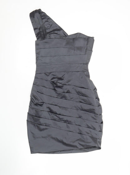 Lipsy Women’s Grey Size 6 One Shoulder Bodycon Cocktail Dress
