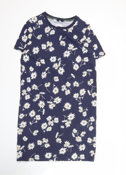 Joules Women’s Blue Floral T-Shirt Dress UK 12 Casual Cotton