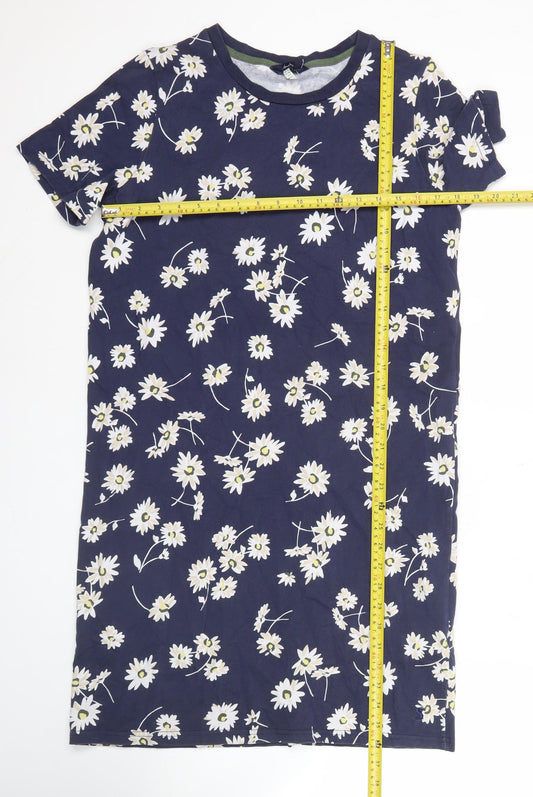 Joules Women’s Blue Floral T-Shirt Dress UK 12 Casual Cotton