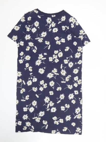 Joules Women’s Blue Floral T-Shirt Dress UK 12 Casual Cotton