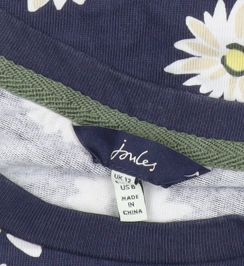 Joules Women’s Blue Floral T-Shirt Dress UK 12 Casual Cotton