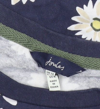 Joules Women’s Blue Floral T-Shirt Dress UK 12 Casual Cotton
