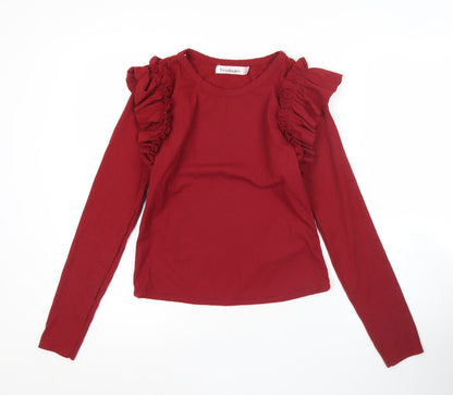 Trendmates Women Red Ruffle Long Sleeve Blouse Size L