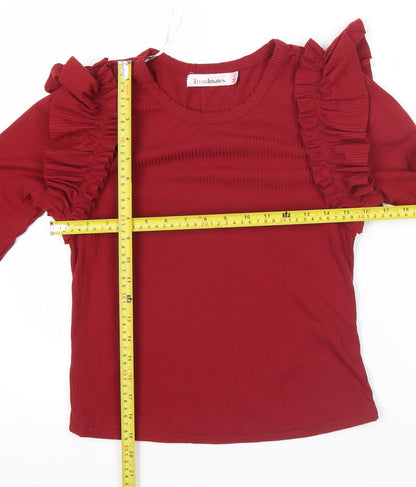 Trendmates Women Red Ruffle Long Sleeve Blouse Size L