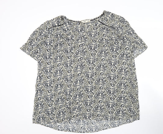 FatFace Women’s Black Floral Tunic Blouse UK 20 Short Sleeve