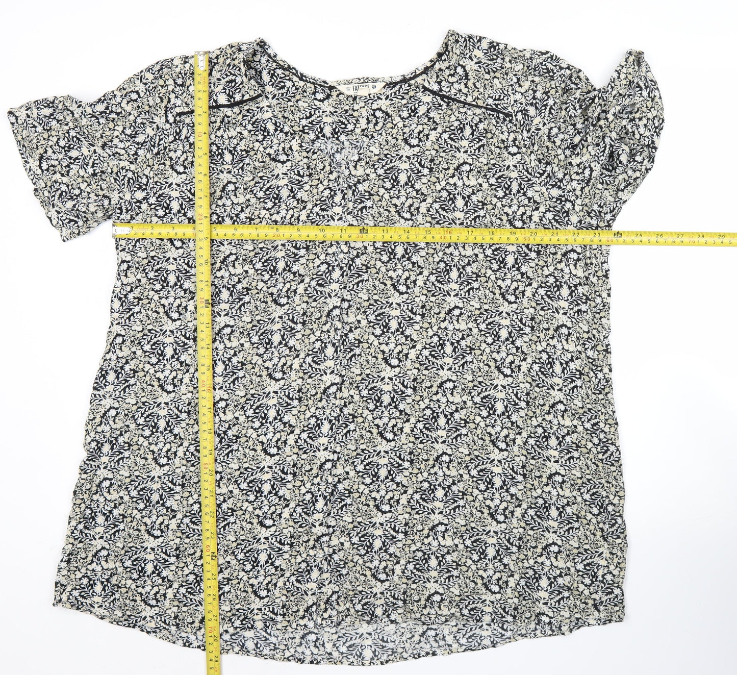 FatFace Women’s Black Floral Tunic Blouse UK 20 Short Sleeve