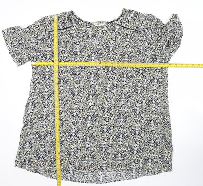 FatFace Women’s Black Floral Tunic Blouse UK 20 Short Sleeve