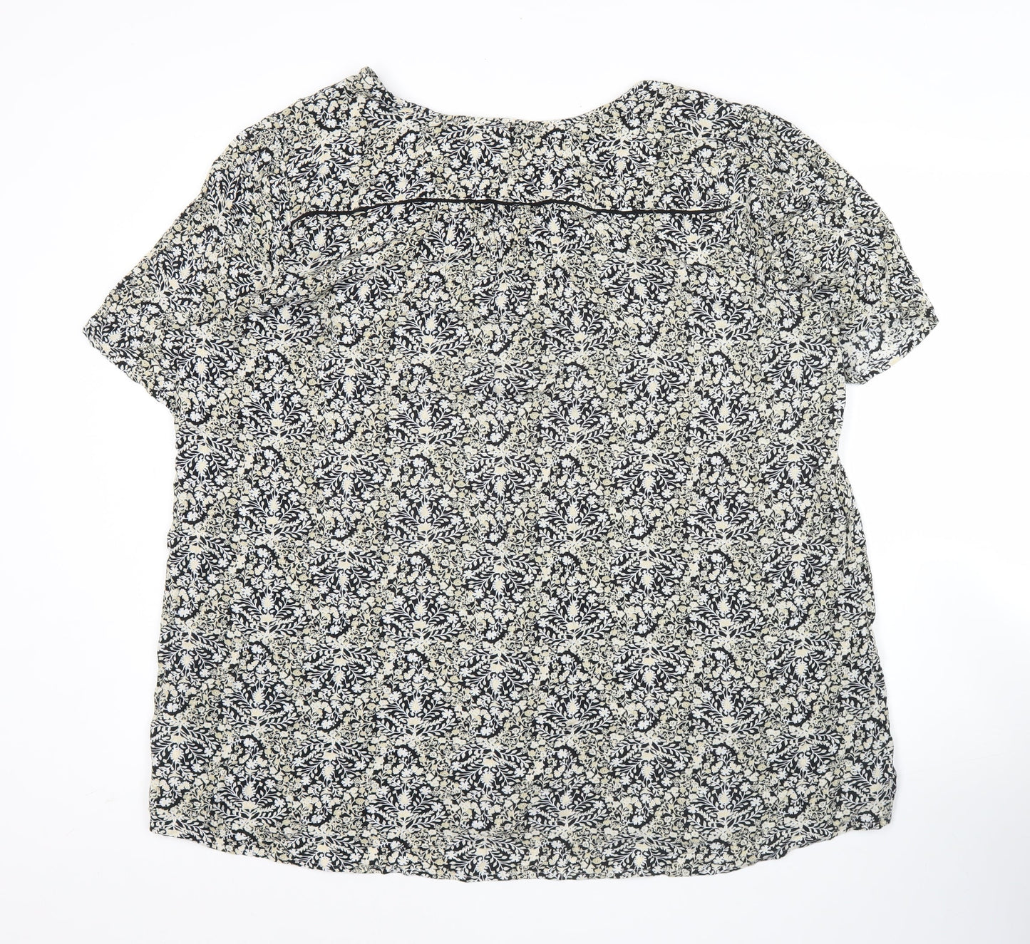 FatFace Women’s Black Floral Tunic Blouse UK 20 Short Sleeve