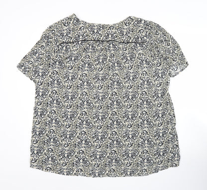 FatFace Women’s Black Floral Tunic Blouse UK 20 Short Sleeve