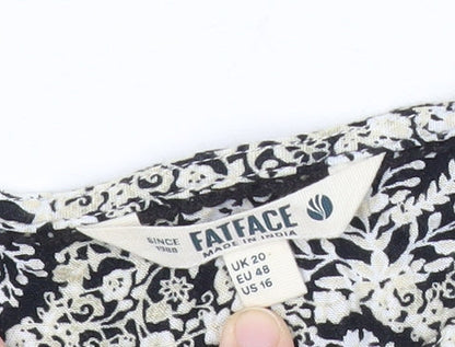 FatFace Women’s Black Floral Tunic Blouse UK 20 Short Sleeve