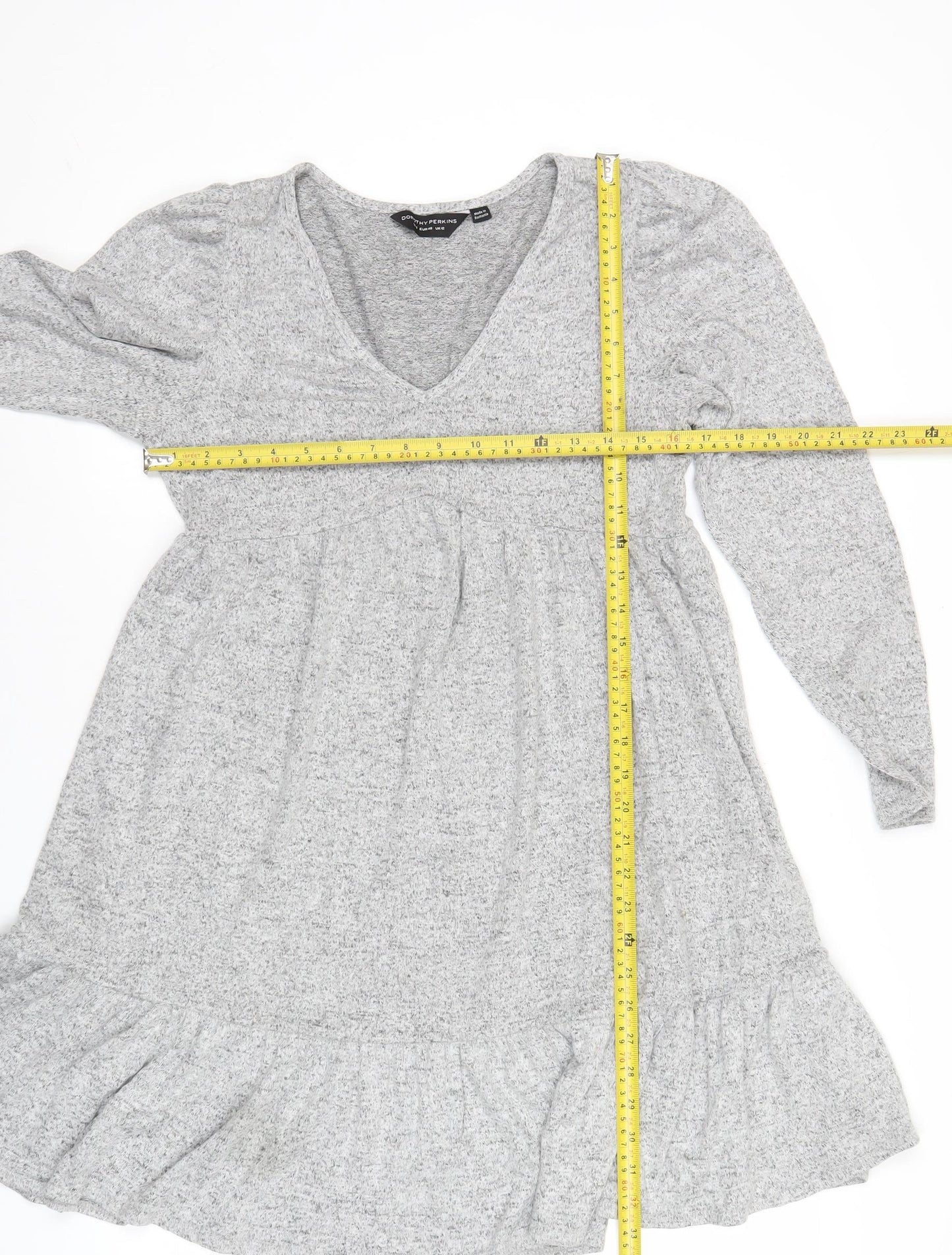 Dorothy Perkins Women’s Grey V-Neck A-Line Jersey Dress UK 12