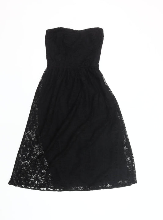Additional front view of ASOS Women’s Black Lace Strapless Midi Dress, size UK 6