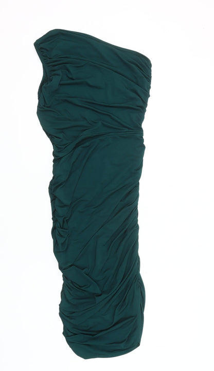 PrettyLittleThing Women’s Green One Shoulder Bodycon Size 12 Dress