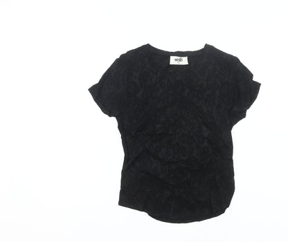 Wallis Women’s Black Floral Stretch Jersey Blouse Top Size 10
