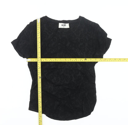 Wallis Women’s Black Floral Stretch Jersey Blouse Top Size 10