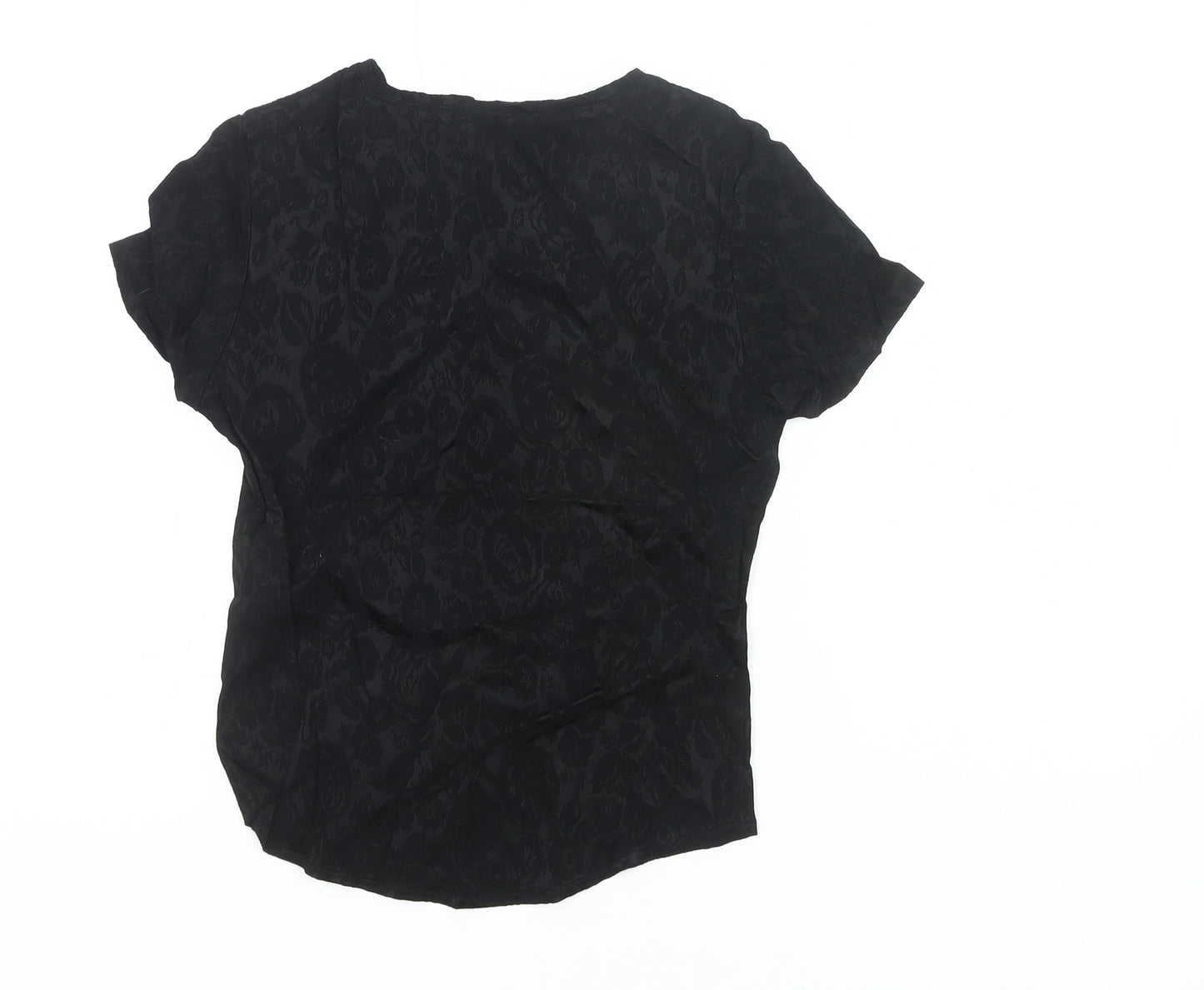 Wallis Women’s Black Floral Stretch Jersey Blouse Top Size 10