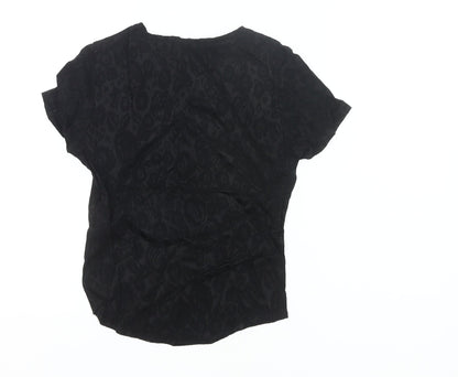 Wallis Women’s Black Floral Stretch Jersey Blouse Top Size 10
