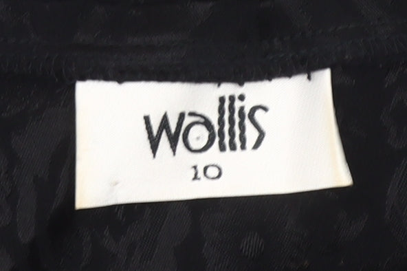 Wallis Women’s Black Floral Stretch Jersey Blouse Top Size 10