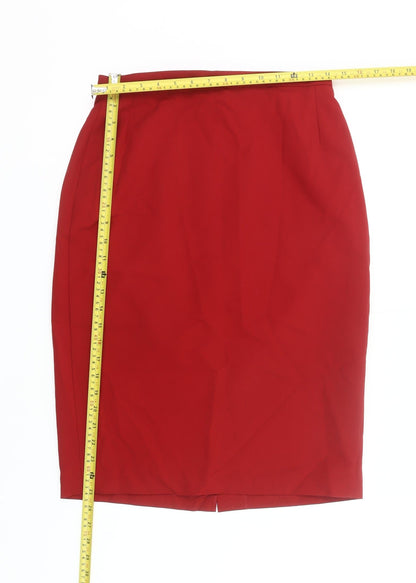 Marks and Spencer Women’s Red Wool Blend Pencil Skirt UK 12