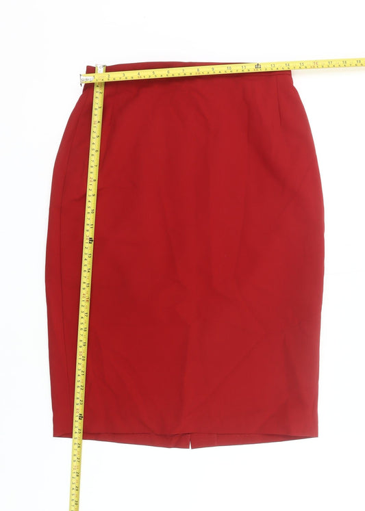 Marks and Spencer Women’s Red Wool Blend Pencil Skirt UK 12