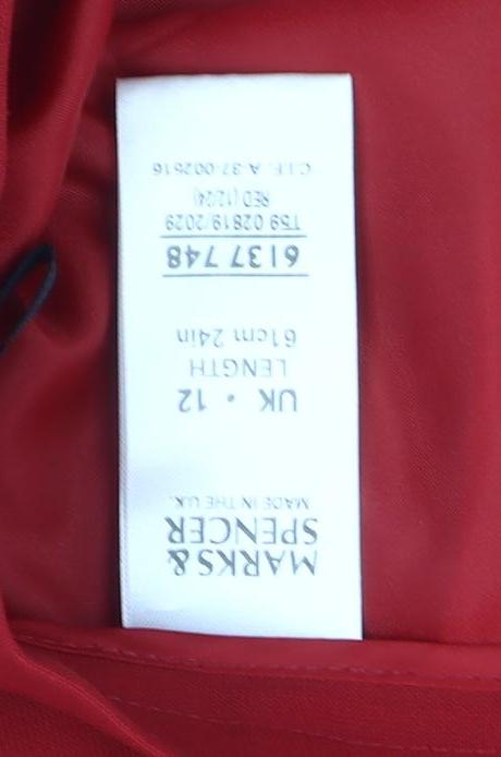 Marks and Spencer Women’s Red Wool Blend Pencil Skirt UK 12