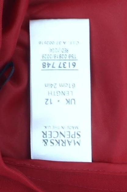 Marks and Spencer Women’s Red Wool Blend Pencil Skirt UK 12