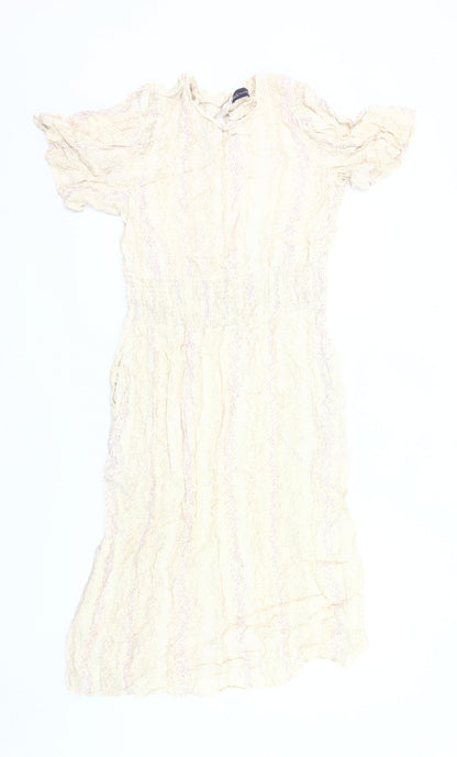 Marks and Spencer Women’s Beige Midi Dress Size 12 A-Line