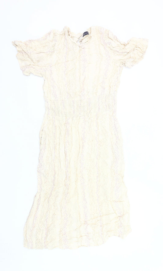Marks and Spencer Women’s Beige Midi Dress Size 12 A-Line
