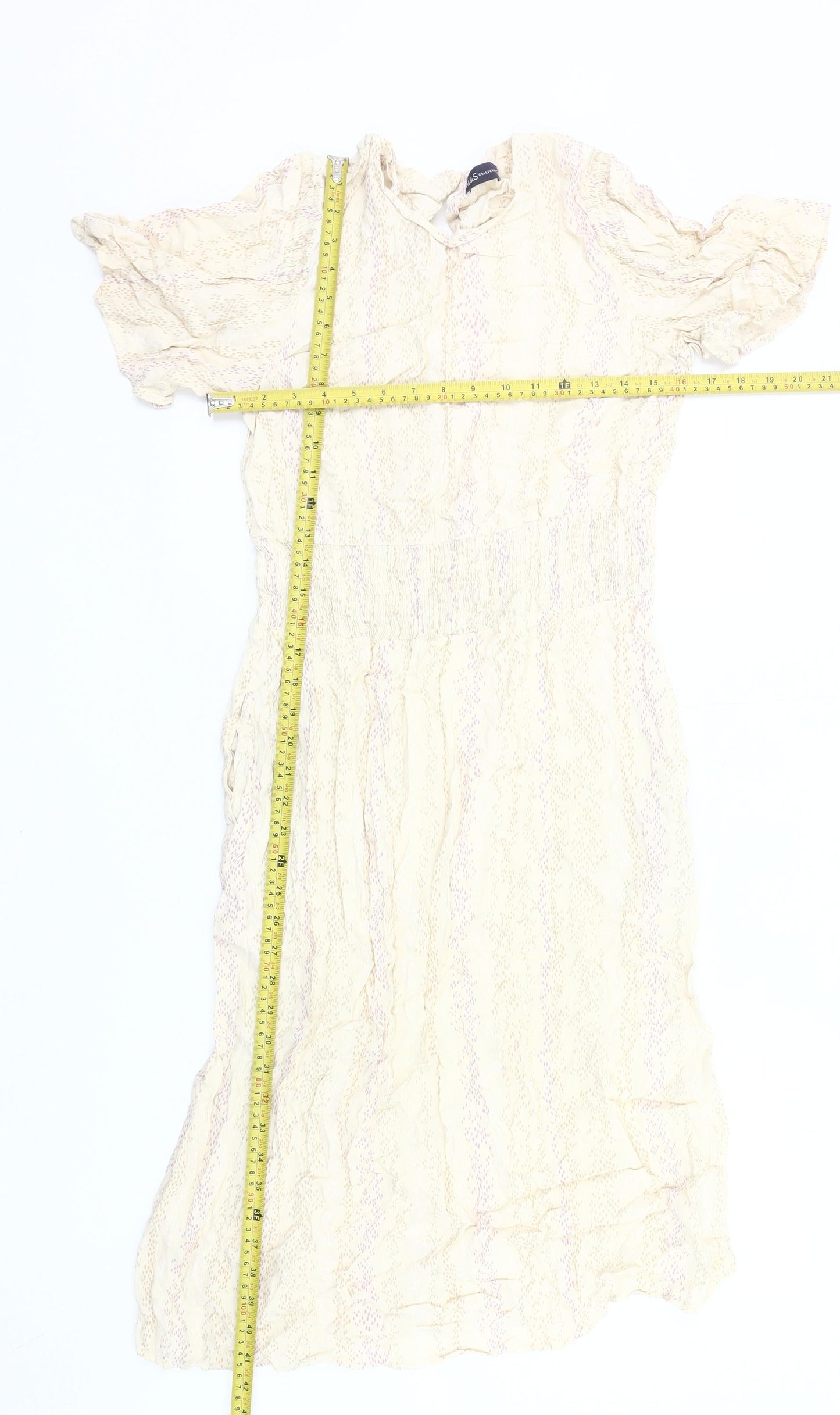 Marks and Spencer Women’s Beige Midi Dress Size 12 A-Line