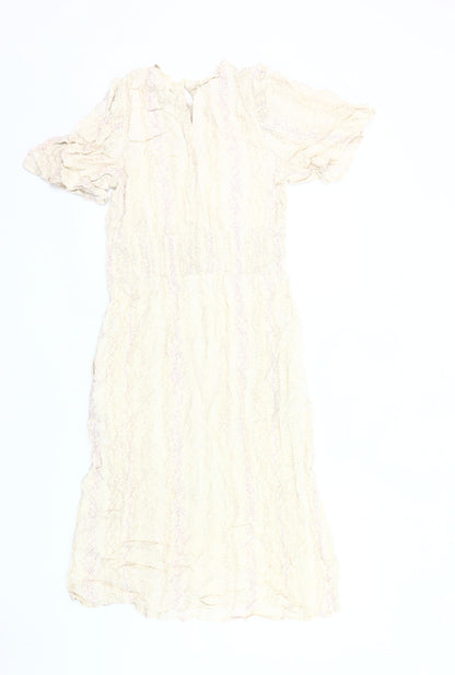 Marks and Spencer Women’s Beige Midi Dress Size 12 A-Line