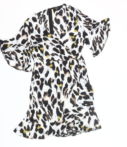 AX Paris Women’s Multicoloured Leopard Print Wrap Dress Size 10