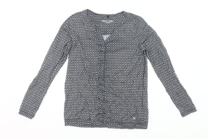 Gerry Weber Women’s Black Geometric Blouse Size 8 Long Sleeve V-Neck