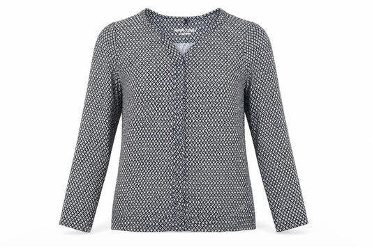 Gerry Weber Women’s Black Geometric Blouse Size 8 Long Sleeve V-Neck