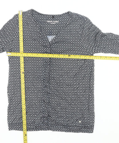 Gerry Weber Women’s Black Geometric Blouse Size 8 Long Sleeve V-Neck
