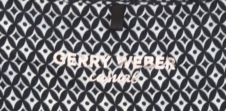 Gerry Weber Women’s Black Geometric Blouse Size 8 Long Sleeve V-Neck