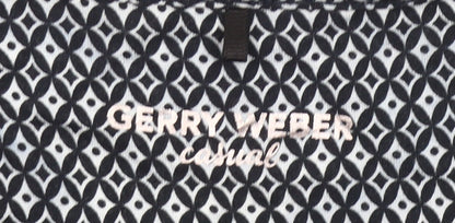 Gerry Weber Women’s Black Geometric Blouse Size 8 Long Sleeve V-Neck