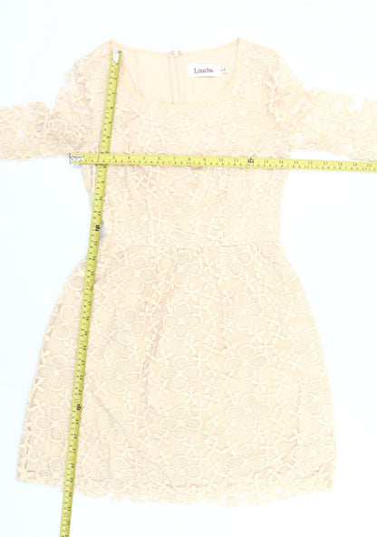 Louche Women Beige Size 8 Shift Lace Dress Wedding Party