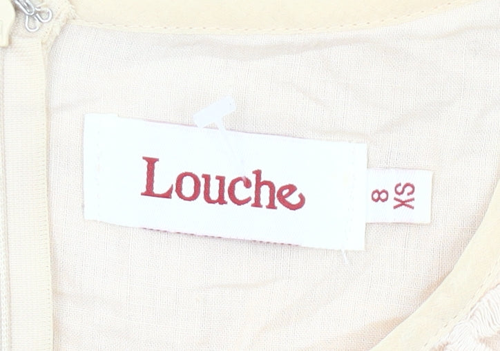 Louche Women Beige Size 8 Shift Lace Dress Wedding Party