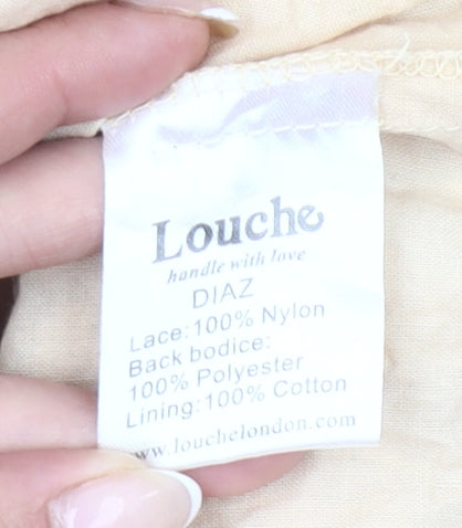 Louche Women Beige Size 8 Shift Lace Dress Wedding Party
