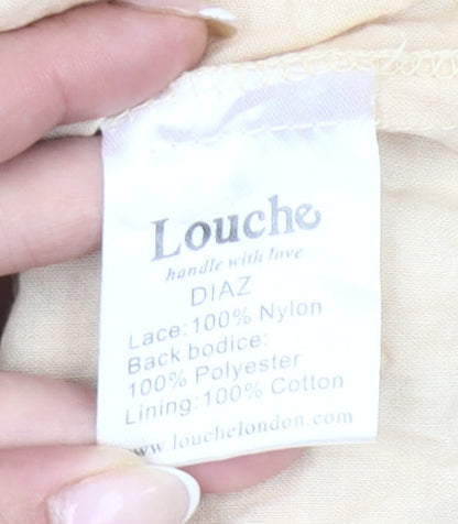 Louche Women Beige Size 8 Shift Lace Dress Wedding Party