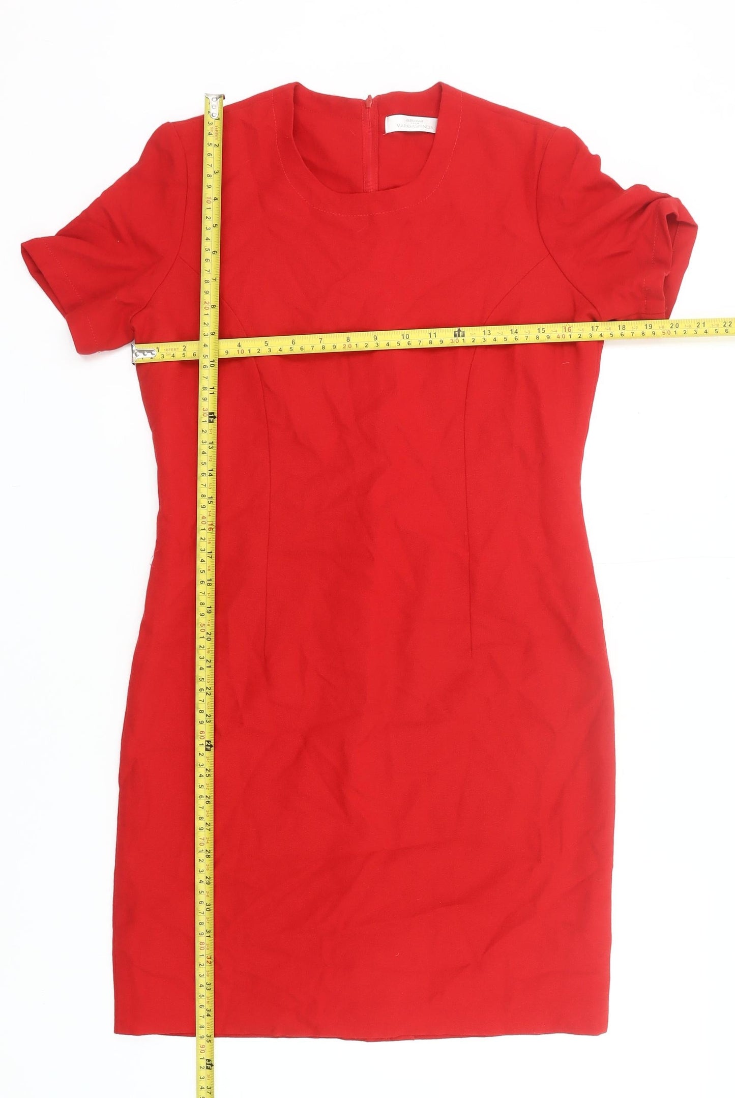 Marks and Spencer Women’s Red Sheath Dress Size 10 Short Sleeve Workwear