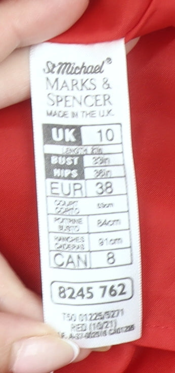 Marks and Spencer Women’s Red Sheath Dress Size 10 Short Sleeve Workwear
